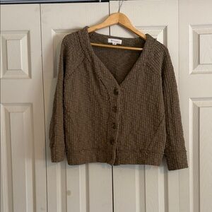 Two by Vince Camuto Textured Button-Up Cardigan in Brown